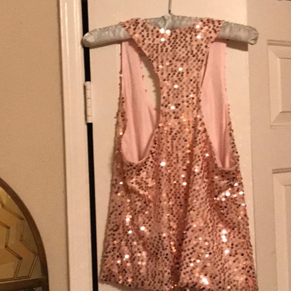 🌸2 for $15🌸 Sparkly Peachy Pink Sequined Top Sz L - Picture 3 of 11
